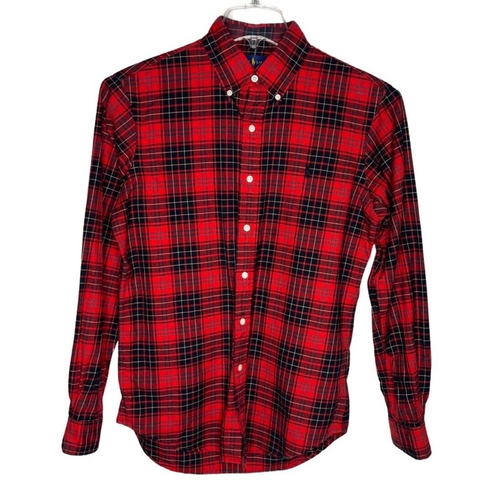 Ralph Lauren Shirt Mens Small Red Black Plaid Button Down Cabincore Gorpcore
